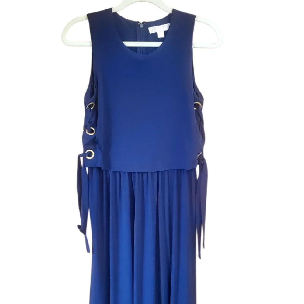 Michael Kors Grommet-Laced Navy Sleeveless Maxi Size Small.